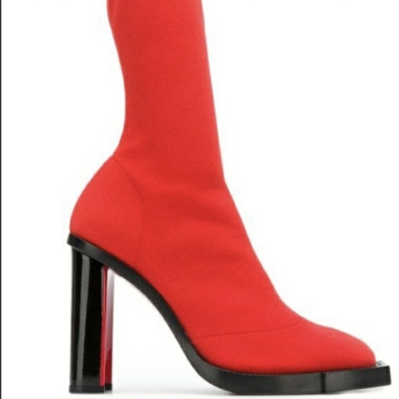 Alexander McQueen Red Sock Boots Size 39.5 - Picture 1 of 10